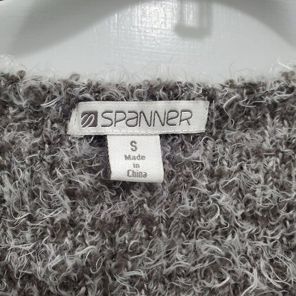 Spanner Women's‎ Vintage Grey White Fluffy Faux Fur Split Front Roll Cardigan S - Picture 6 of 8